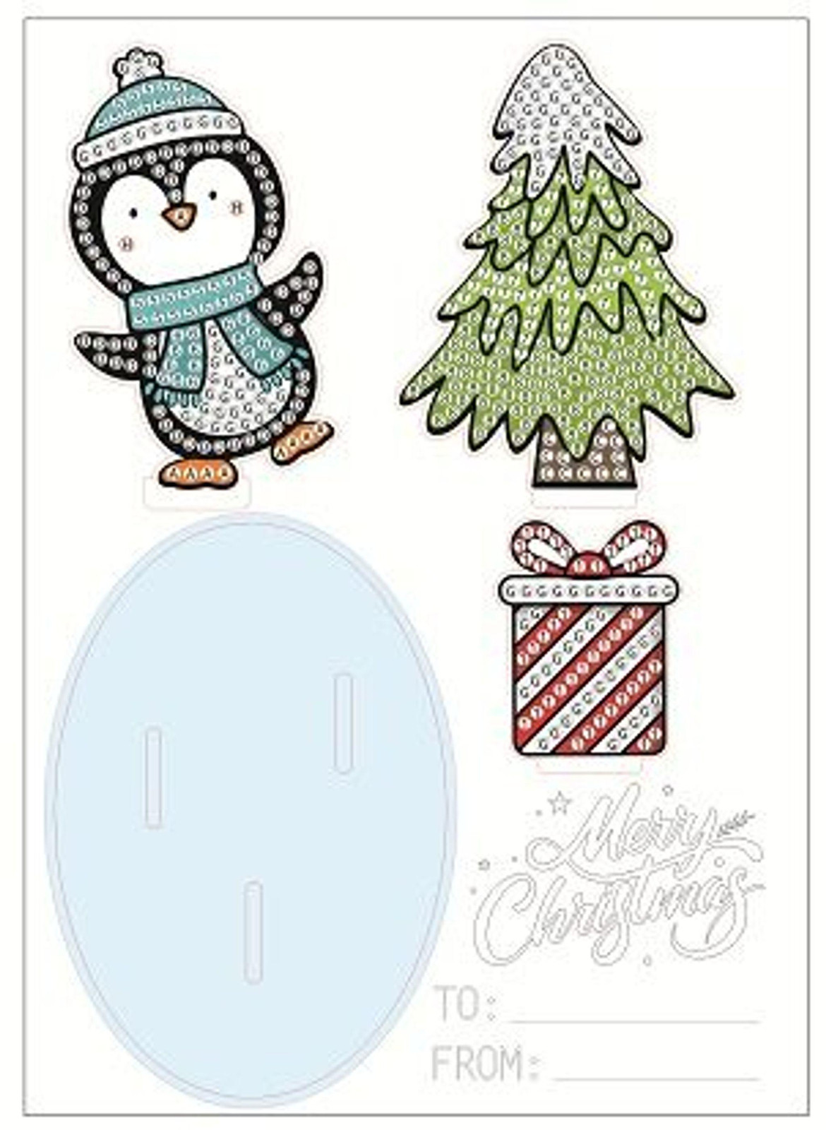 2Kids Toys Diamantverfset met standaard kerstthema pinguïn