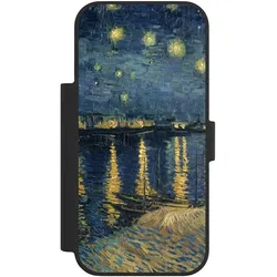 Nivocase Klapphülle für Apple iPhone 17 Pro Handyhülle aus Kunst Leder NIVOflip schwarz Kunst Malerei (Apple iPhone 17 Pro), Smartphone Hülle, Schwarz