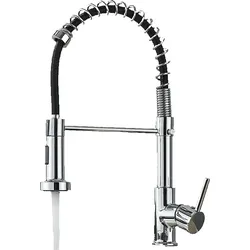KLARWERK® Bernd | Gastronomie Küchenarmatur Chrom mit Feder | Silber Edelstahl Wasserhahn Küche | Mischbatterie 360° drehbar | Hochdruck 2 Anschlüsse