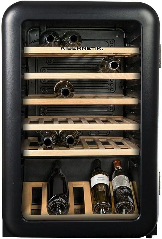 KIBERNETIK Weinkühlschrank "WKH49S Rechts", Energieeffizienz: F, schwarz, B:56cm H:86cm T:54cm, Weinkühlschränke, Weinkühlschrank schwarz Einheitsgröße