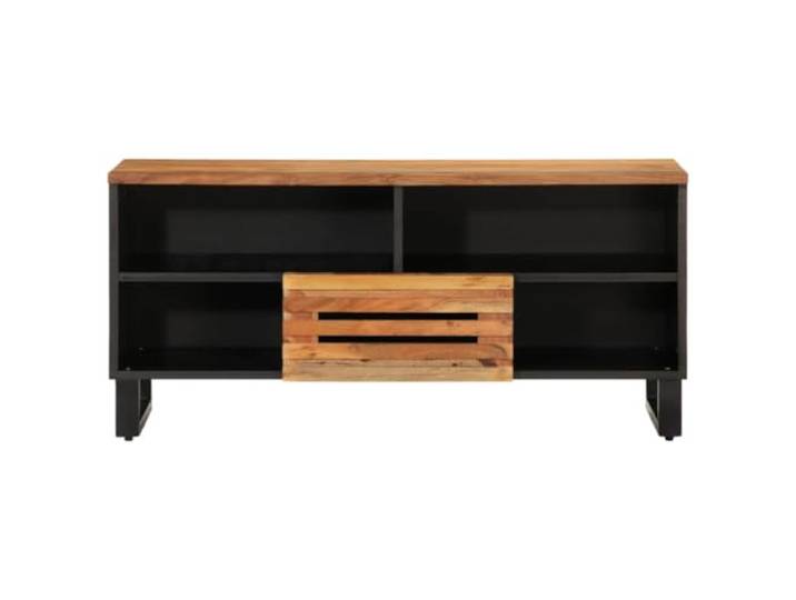 HKQWPBF TV-Schrank 100x34x46 cm Massivholz Akazie Industrie-Stil,TV-Möbel,Massivholz Akazie,feuchtes Tuch reinigen,Schlafzimmer,Wohnzimmer