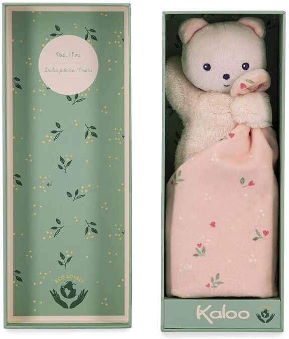 Carré douceur : Doudou ours Feuilles d'amour 17 cm - Kaloo