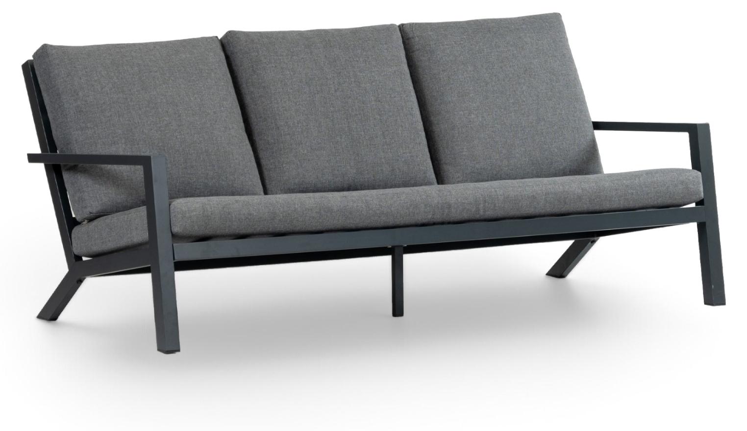 3-Sitzer Lounge-Sofa | Bezano Mattschwarz / Grau | Aluminium