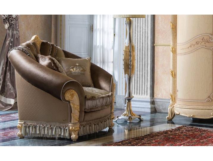 JVmoebel Sessel Bequemer Lounge Sessel in elegantem Braun mit Holzrahmen (Sessel), Made in Europa