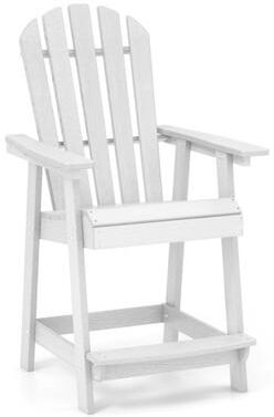 Costway HDPE Patio Chair with Armrest and Footrest for Indoor Outdoor-White