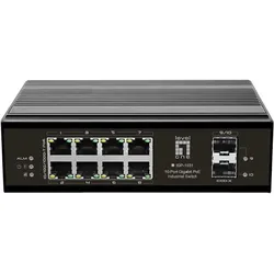 LevelOne Switch 10Port Gigabit PoE DIN-Rail,-40°C to 75°C (8 Ports), Netzwerk Switch, Schwarz