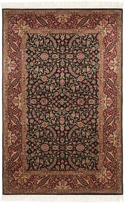 SAFAVIEH Couture Hand-Knotted Royal Kerman Traditional Black / Red Wool Rug