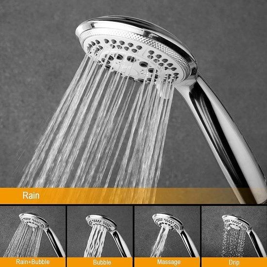 Unyqoos Waterbesparende ronde handdouche met 5 sproeipatronen, 120 mm, chroom