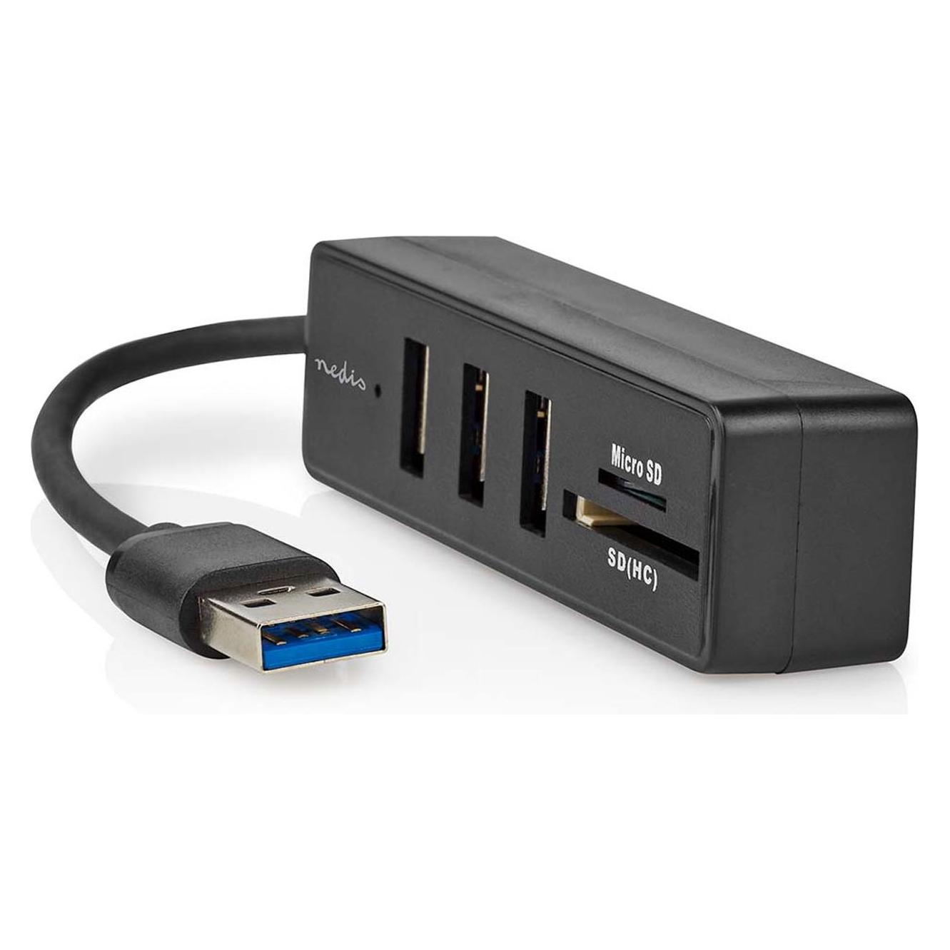 Nedis USB-Hub | USB-A Stecker | 3x USB A Buchse | 5-Port port(s) | USB 3.2 Gen 1 | Stromversorgung ü (USB-A, 5 Ports) (CCGB61250BK01)