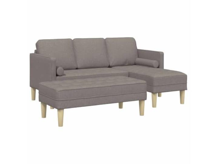 KUTYWEXFM Ecksofa Set Modular mit Hocker Taupe Polyester 2-teilig Flexibles Polstersofa mit Holzwerkstoff-Rahmen für Ihr Wohnzimmer. Inklusive großem Hocker für entspannte Abende.