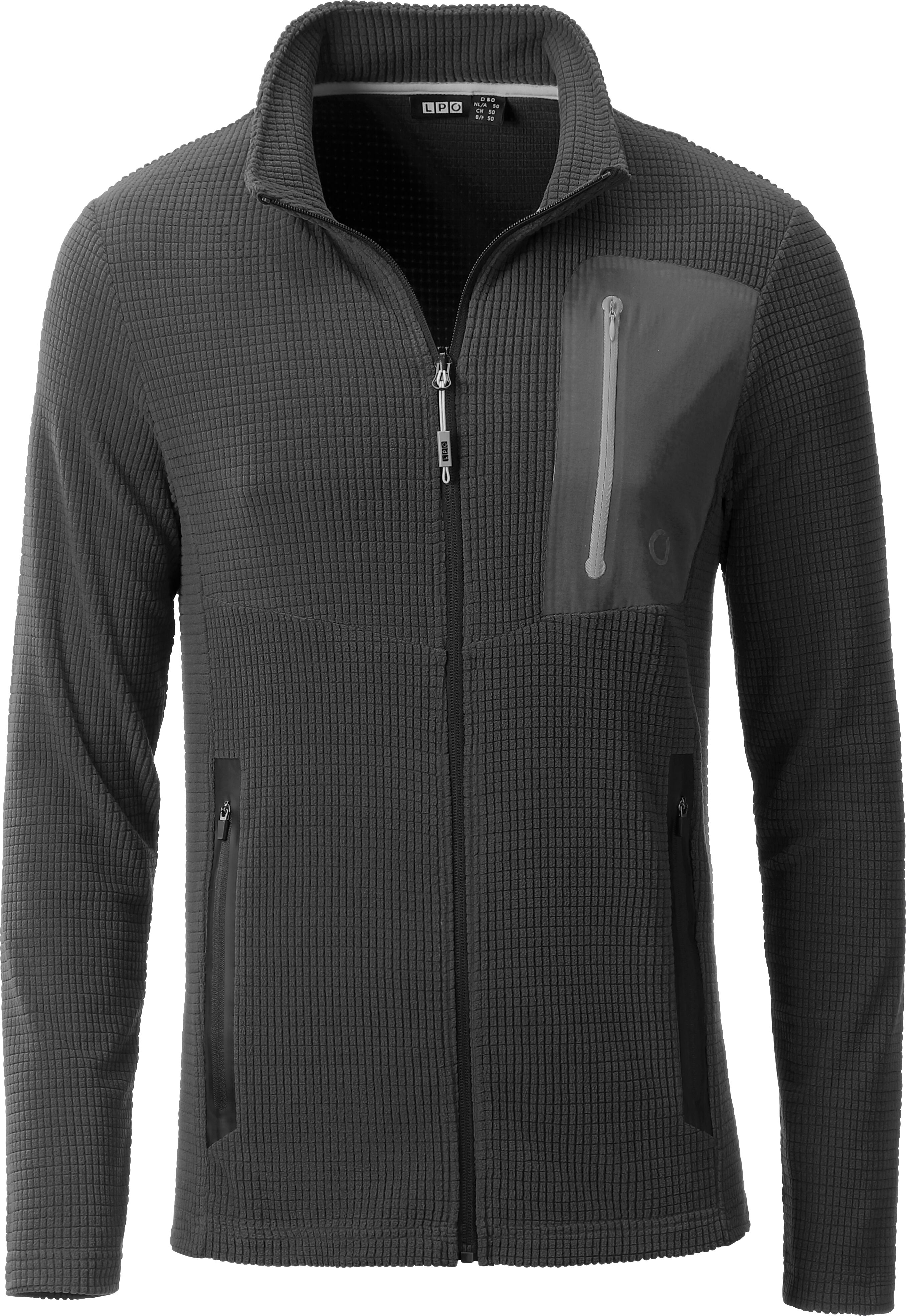 Fleecejacke LPO "SORREL MN", Herren, Gr. 3XL, grau, Fleece, 93% Polyester, 7% Elasthan, regular fit hüftbedeckend, mit Reissverschluss, Jacken Fleecejacke, hochgeschlossener Kragen grau 3XL