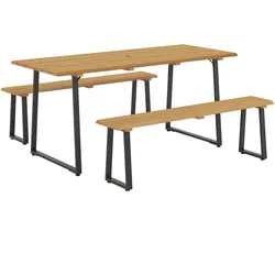 SITZGRUPPE 3er Set Tannenholz Stahl Naturholz