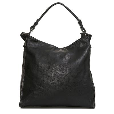 Schultertasche HARPA "HULA", Damen, Gr. B/H/T: 9cm x 35cm x 35cm, schwarz, Lederimitat, unifarben, Taschen Schultertasche, mit seitlichen Kettendetails