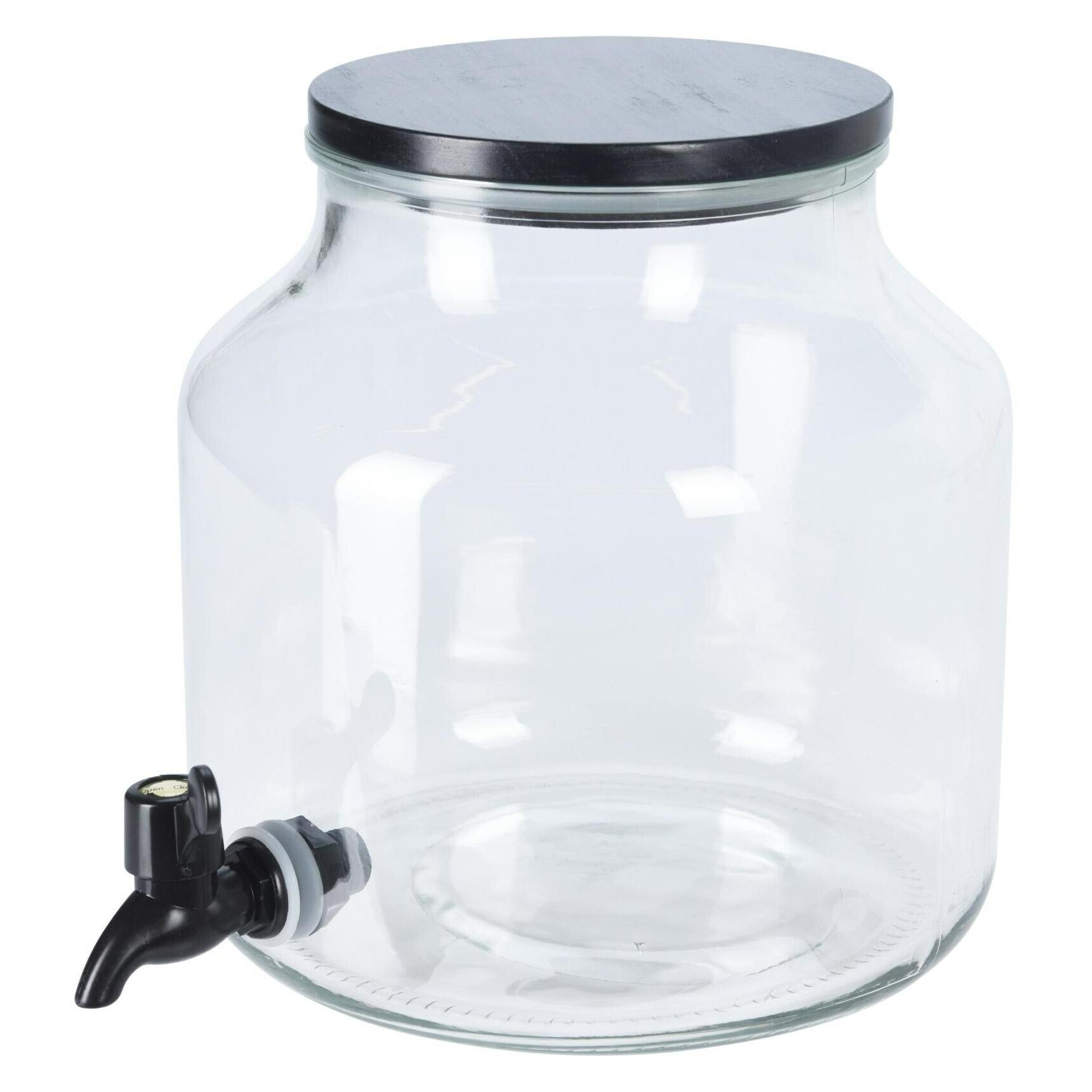 Home&Styling Home Styling Collection Słoik z kranikiem szklany z pokrywką z drewna sosnowego, 5,2 l (F-CD1100130)