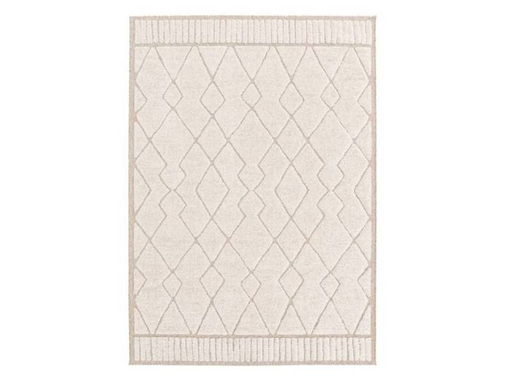 Tapis intérieur motif ethnique berbère 120x170cm poils ras. beige et crème