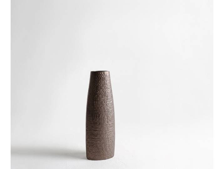 DELIFE Vase Conico B13 x T7 x H35 cm Aluminium Hämatit Gegossen, Wohnaccessoires
