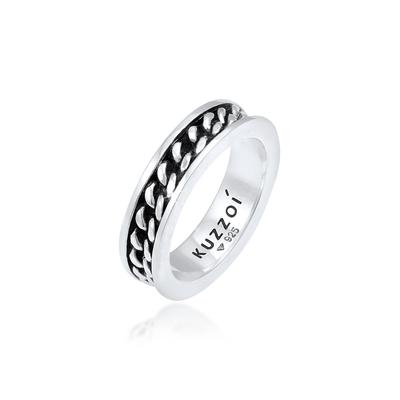 Silberring KUZZOI "Ring Herren Bandring Panzer Design Trend 925 Silber" Gr. 64, silber, Fingerringe, Herren, 64, Silber 925 (Sterlingsilber), Silberring