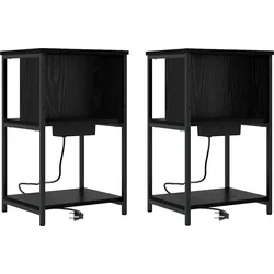 vidaXL Nachttisch 2 pcs Schwarze Eiche 38 x 31 x 61 cm Holzwerkstoff