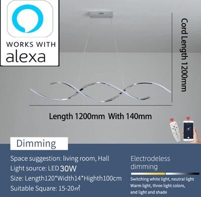 Uplift Treasures Modern LED Linear Chandelier Light alexa Smart 1200mm