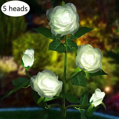 Uplifted Finds Solar Outdoor Circle Shadow Garden Light Rose Design white