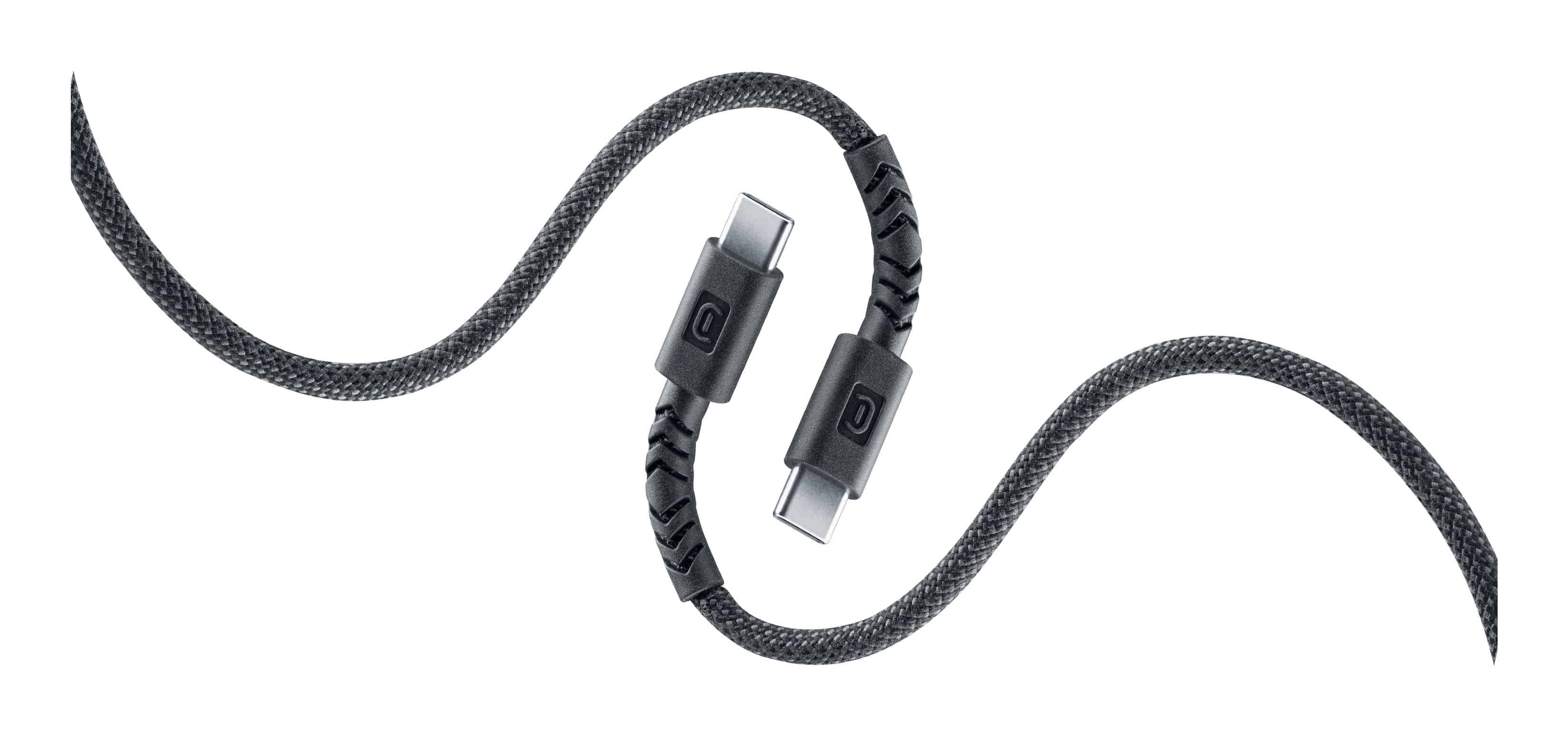 Cellular Line Stecker USB C auf USB C bis 60 W 2,5 m Flexi Braided Data Cable (Schwarz) USBDATAUBRC2C25K
