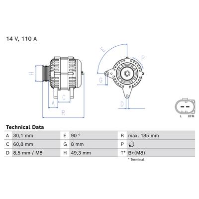 BOSCH Generator 0 986 086 330 für VW