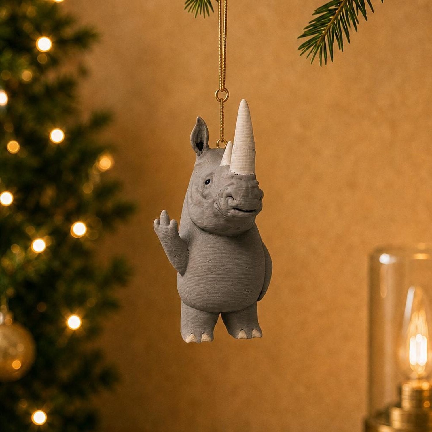 AnimalsAttitude Kleine Neushoorn Figurine met Middelvinger – 3D-geprint PLA Beeldje voor op tafel