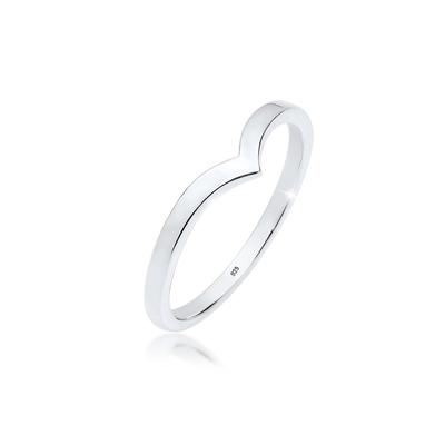 Silberring ELLI "Ring V-Stacking Geo Trend Blogger 925 Sterling Silber" Gr. 58, silber, Fingerringe, Damen, 58, Silber 925 (Sterlingsilber), Silberring