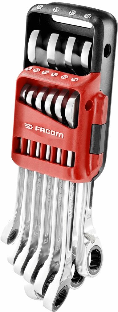 Jeu de 10 clés mixtes à fourche à cliquet métriques FACOM 467BR.JP10PB