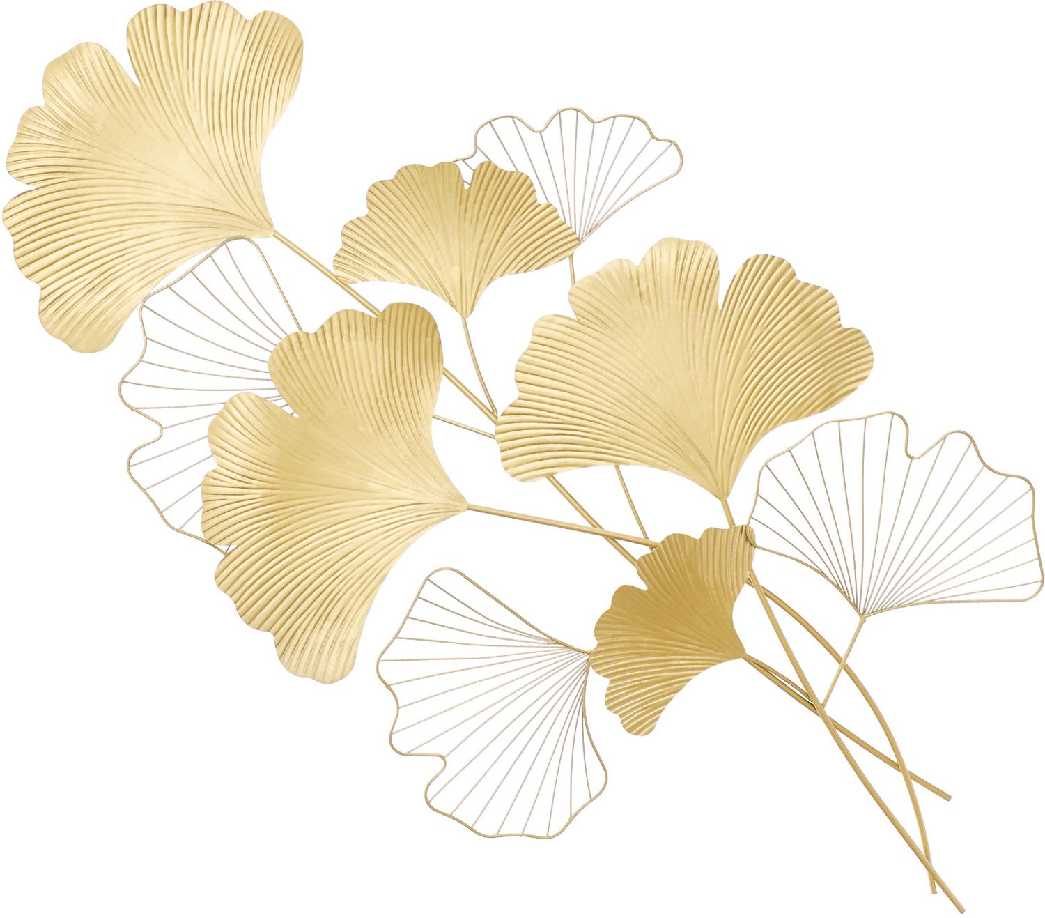 Gouden Ginkgo Blad Wanddecoratie van Metaal - 109 x 55 x 3 cm