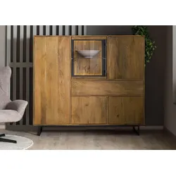 Highboard Mango / Altholz 160x47x145 schwarz / natur lackiert DAVIS #32