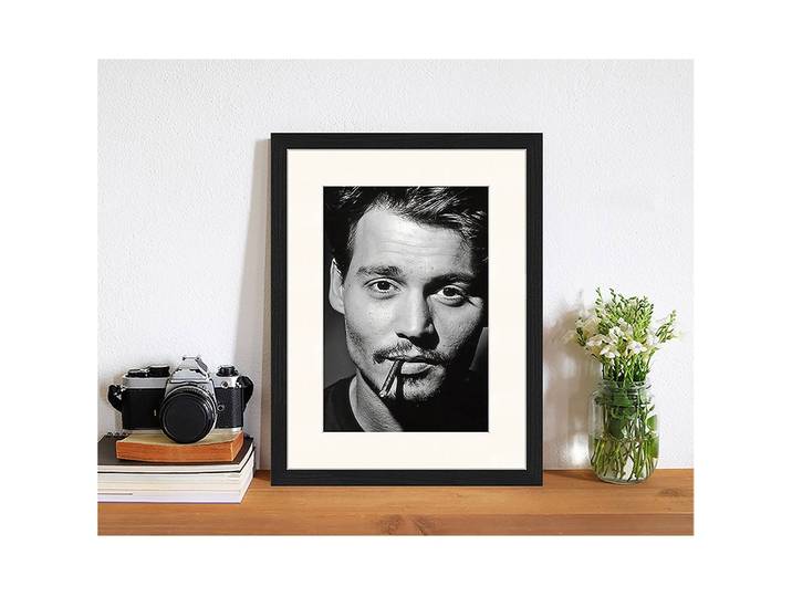 Bild Johnny Depp Rahmen: Massivholz Buche, lackiert Abdeckung: Plexiglas Schwarz 33 x 43cm