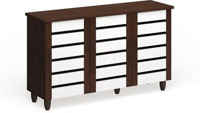 Porch & Den Harold Martin Brown/ White 3-door Shoe Cabinet