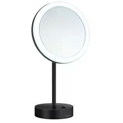 Smedbo OUTLINE - Kosmetikspiegel mit LED-Beleuchtung, PMMA Dual Light in Shwarz ...