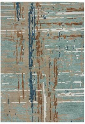 Alora Decor Vivid Copper, Blue, and Beige Hand-tufted Abstract Rug