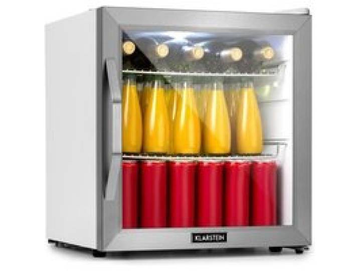 Klarstein Beersafe L Crystal White Réfrigérateur 47 litres 2 étagères Porte en verre panoramique Acier inoxydable