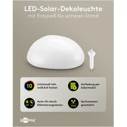 Goobay, Gartenbeleuchtung, 2er-Set LED-Solar-Dekoleuchte Stein, 24 cm, Grösse M, RGBW (10 lm, IP44)