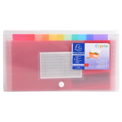 Exacompta Fächermappe mit Griff und 7 farbigen Fächern Crystal, 260x140 mm