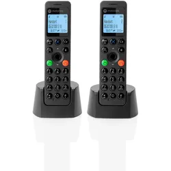 Motorola DOT202 2x DECT-Telefone, Freisprechen, Anrufsperre, 100 Kontakte – Schwarz
