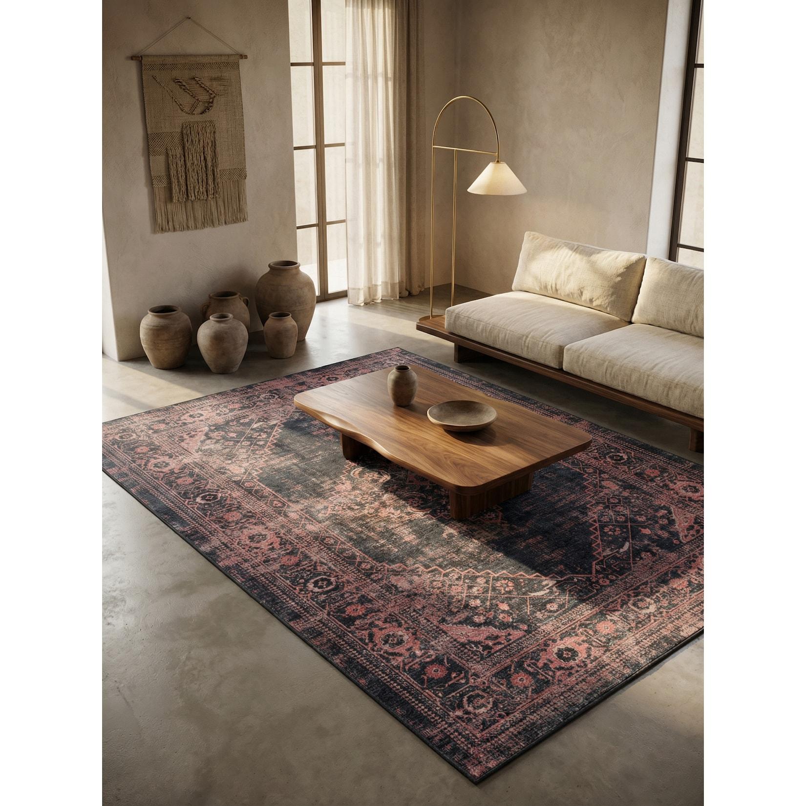 Flachwebteppich Waschbar PIZOL, orientalisch, Rot, 160 x 230 cm