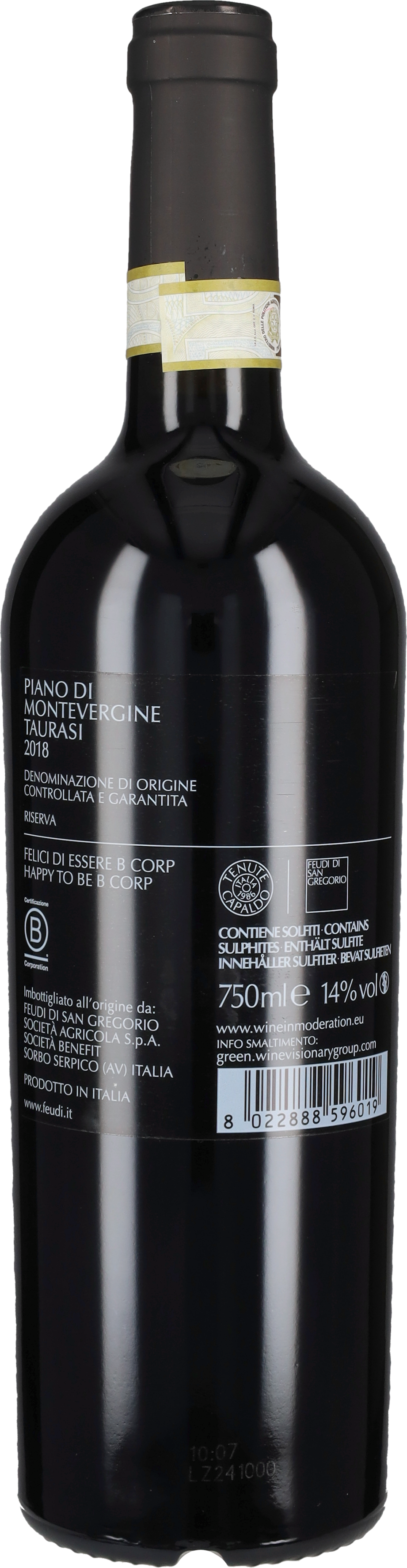 Taurasi Riserva 'Piano di Montevergine' Feudi di San Gregorio 2018