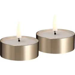 Piffany LED Melted Maxi Teelicht 2er Set, 6,3x2,3cm, Messingoptik