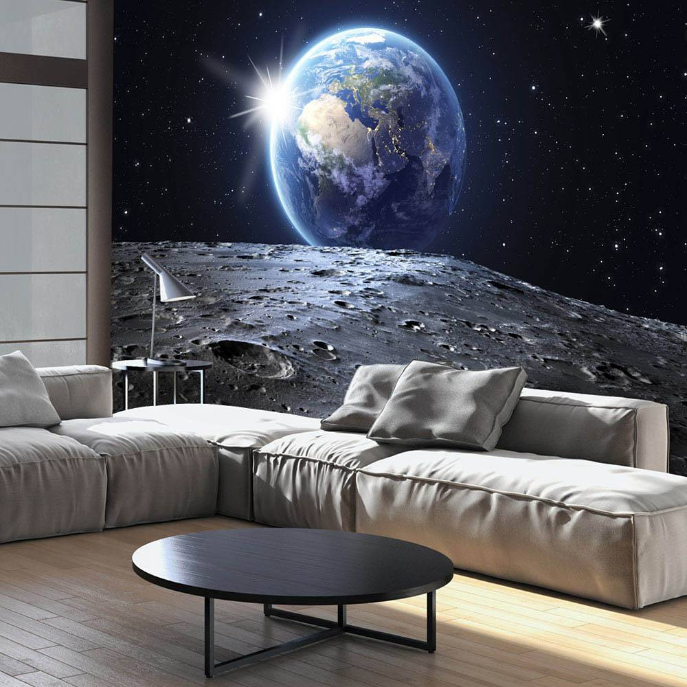 home24 Fotobehang View of the Blue Planet, Blauw/Zwart, B: 300 cm, H: 210 cm