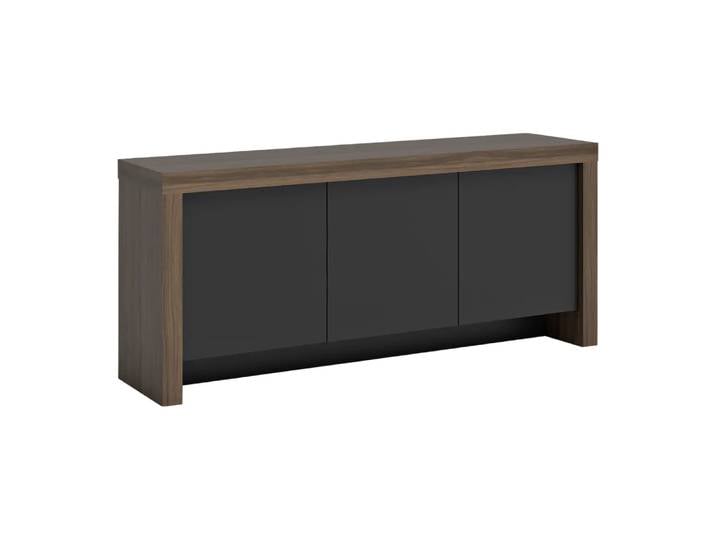 Sideboard KOBE, Temahome, schwarz/nussbaumfarbig, Holzwerkstoff