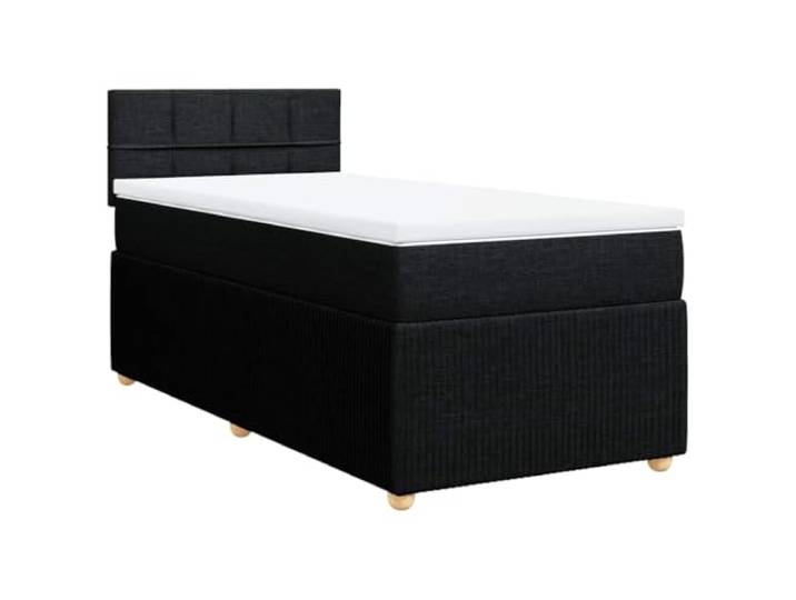 PUGYNBK Boxspringbett mit Matratze, Stoff, Schwarz, 80 x 200 cm Taschenfedern, abnehmbarer Matratzenschoner, Lattenrost, atmungsaktives Polyester