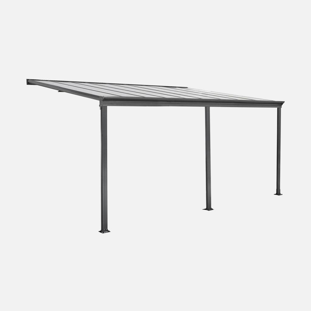 sweeek - Aluminium Anbaupergola Carport 3x5m mit Dachrinne - Anthrazit