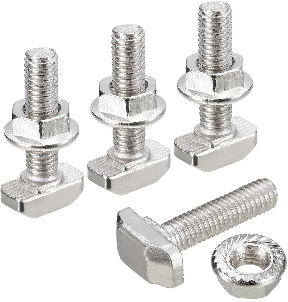 30 sets glijbouten met T-schroeven M6 x 25 mm en flensmoer M6 voor aluminium profiel serie 30