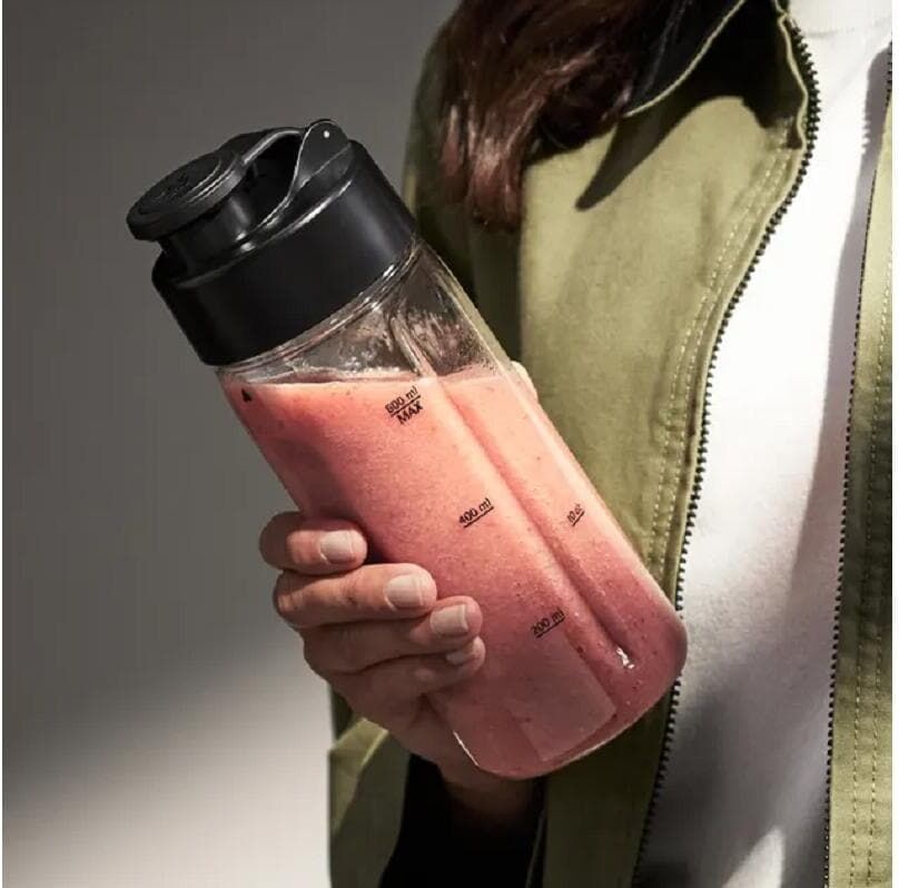 WMF Smoothie-Maker "Mix & Go Touch", grün (frosty grün), B:10cm H:33,5cm T:10cm, Zerkleinerer, recyceltes Material, auslaufsichere Trinkflasche, Einhandbedienung, Smoothie-Maker frosty grün Einheitsgröße