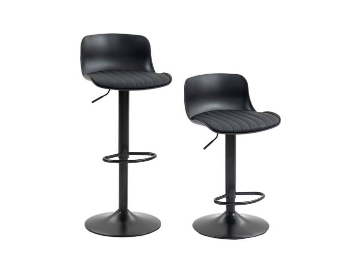 Tabouret de bar pivotant noir en acier