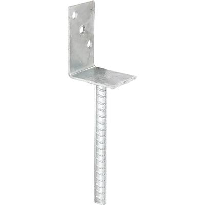 L-Pfostenträger ALBERTS, grau (feuerverzinkt), B:8cm T:6cm, Stahl, Bodenanker, feuerverzinkt, Breite 80 mm, Länge des Riffelstahl 200 mm